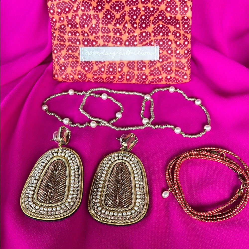 Noonday Gold and Silver Earrings and Bracelet Lot